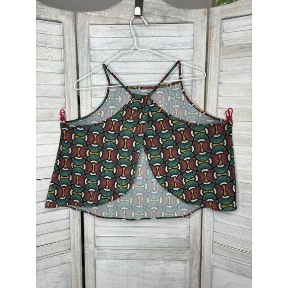 LFT Tank Top Green Yellow Pink Fan Print Size Large - Picture 3 of 8